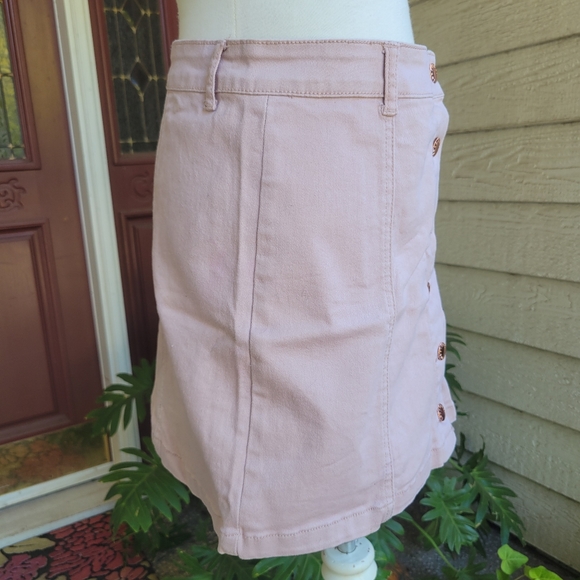 Forever 21 Blush Pink Button Down Mini Skirt with Rose Gold Buttons - Picture 2 of 9